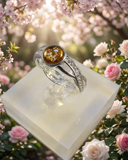 Silver entwined band CZ Ring