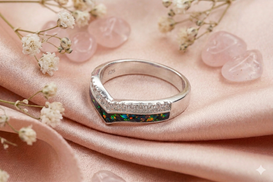 Solid Silver wishbone CZ Ring