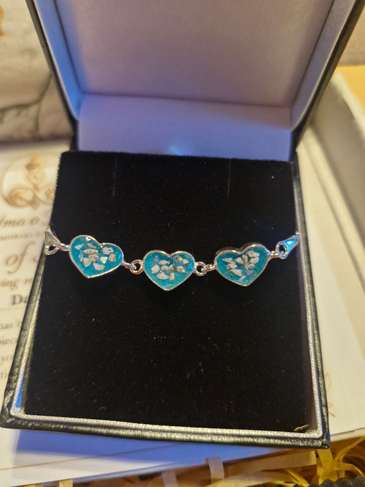 3 Heart Silver Adjustable Bracelet