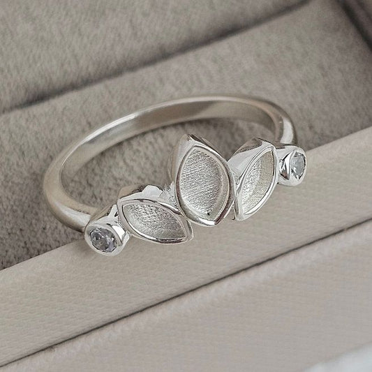Silver trilogy marquise CZ ring