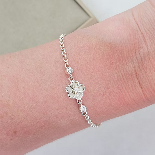 Forget-Me-Not CZ Silver Bracelet