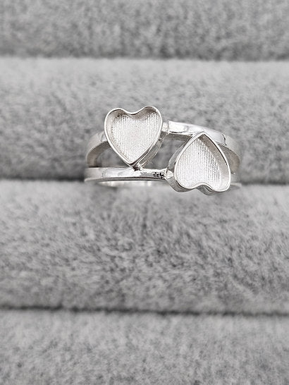 Double Heart 925 Silver Ring