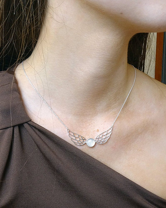 Solid Silver Angel Wing Necklace