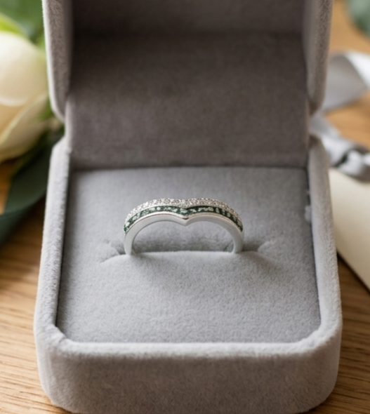 Solid Silver wishbone CZ Ring