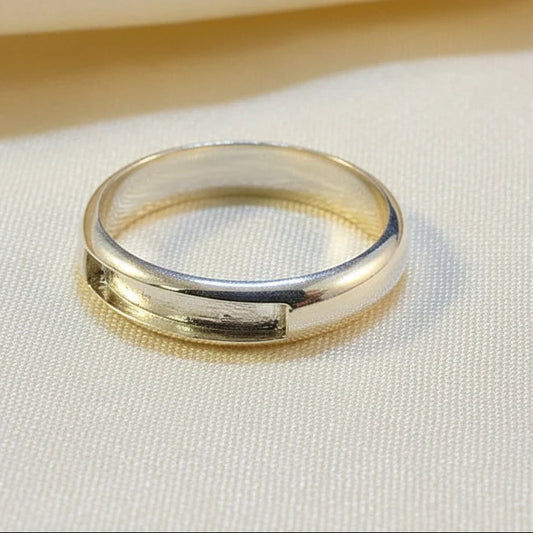 Ladies Silver Half Channel Ring