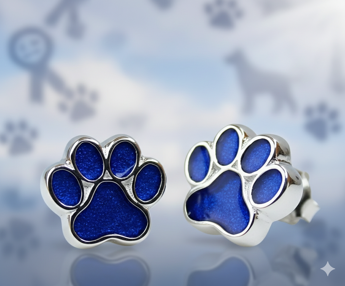 Silver paw Stud earrings
