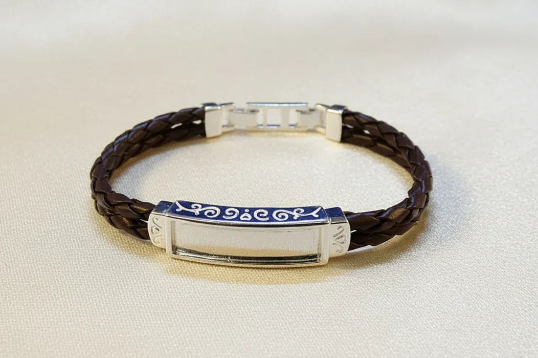 Sterling Silver & Leather Gents Bracelet