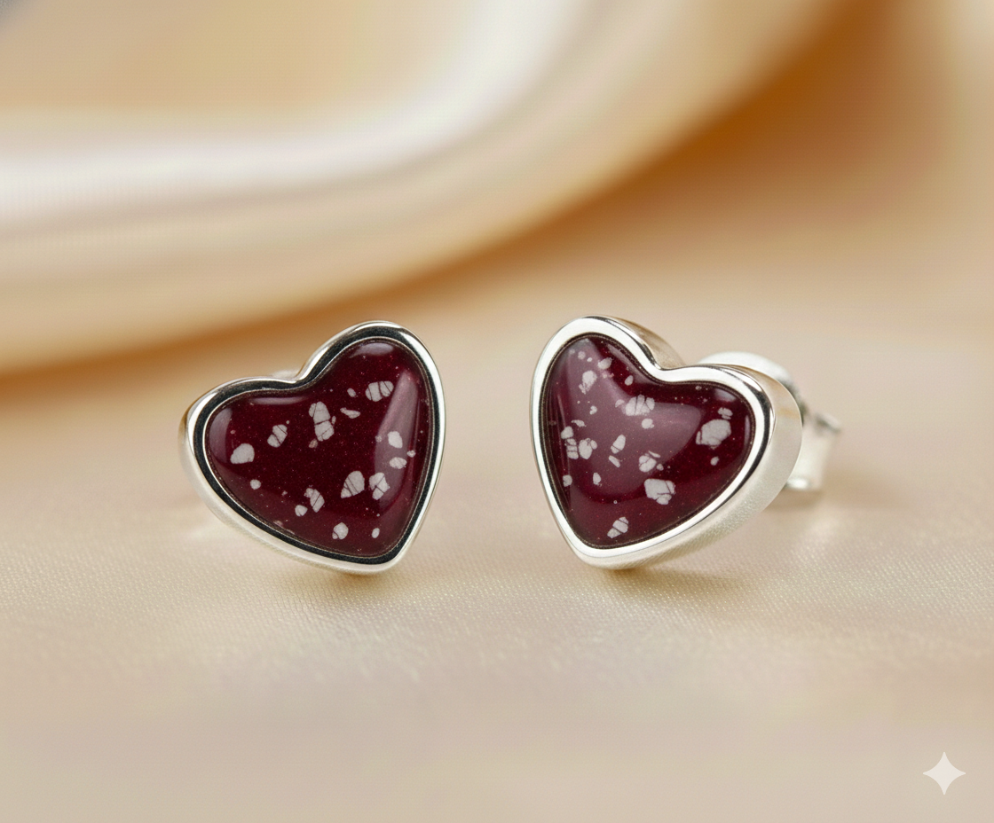 Sterling Silver Heart Stud Earrings