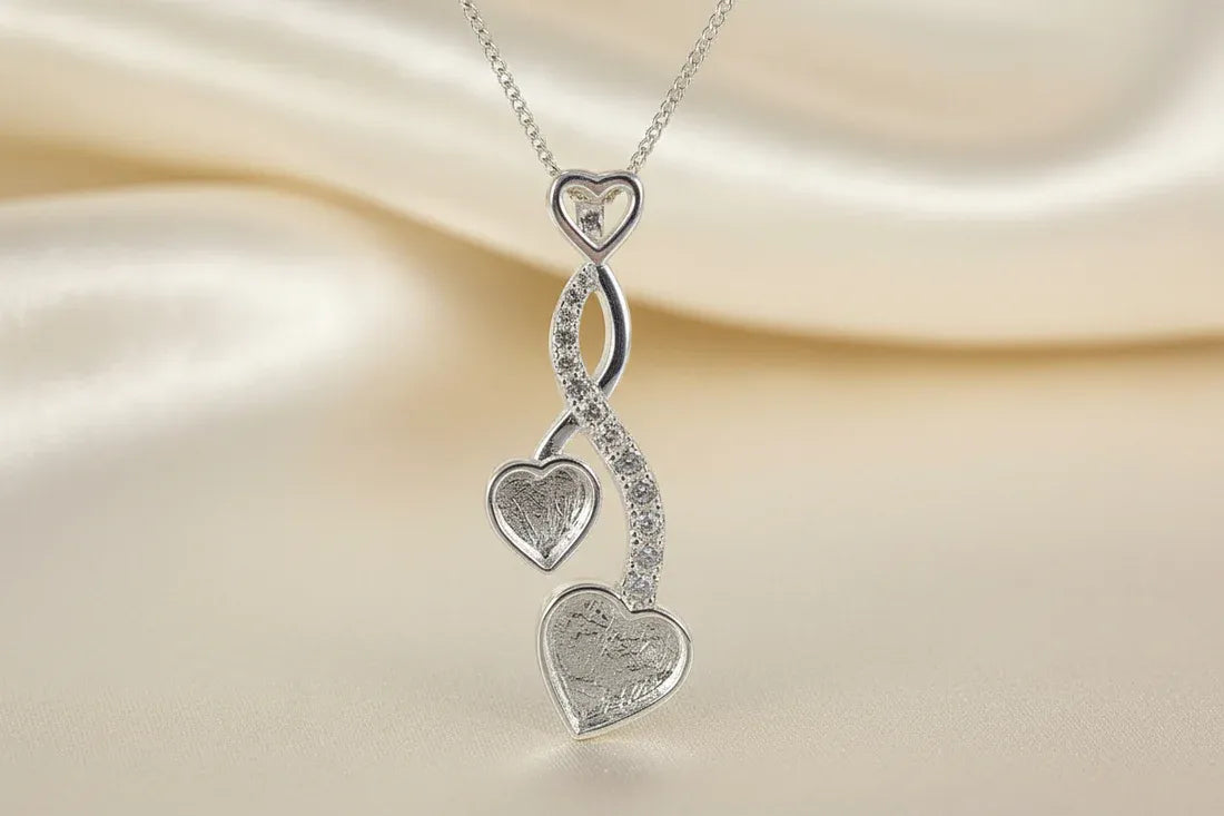Sterling Silver CZ entwined hearts Pendant