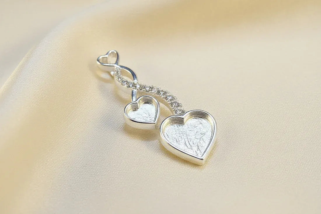 Sterling Silver CZ entwined hearts Pendant