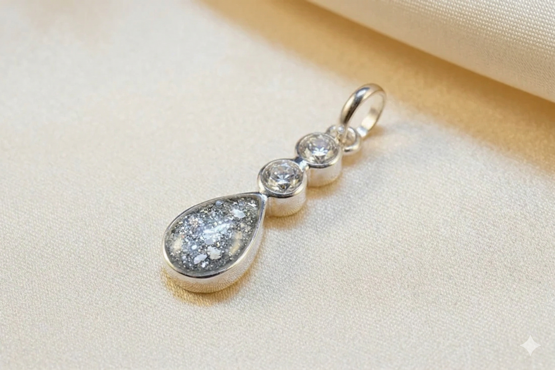 Sterling Silver CZ Teardrop Pendant
