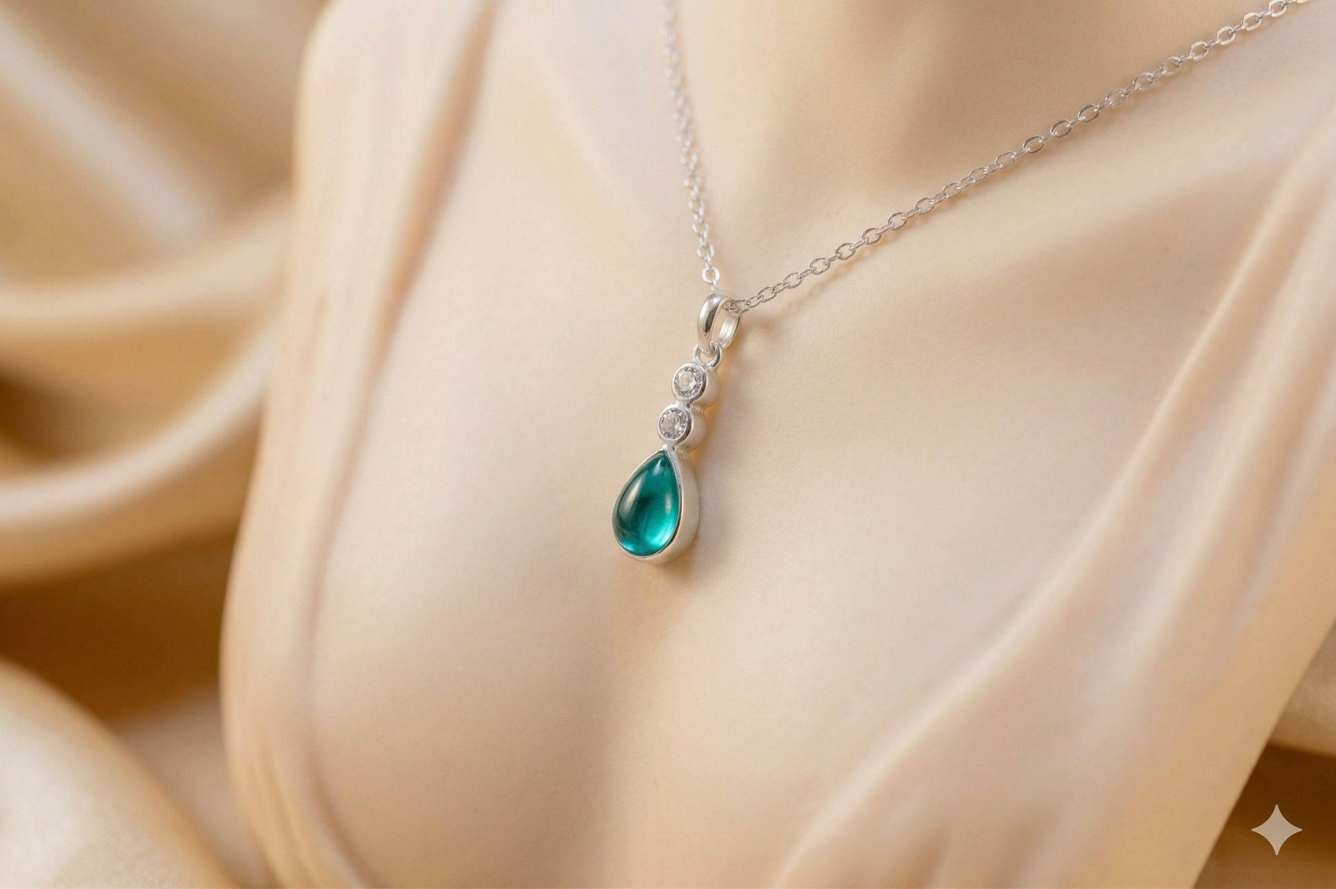 Sterling Silver CZ Teardrop Pendant