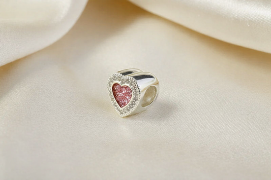 Sterling Silver CZ Sparkling Heart Charm
