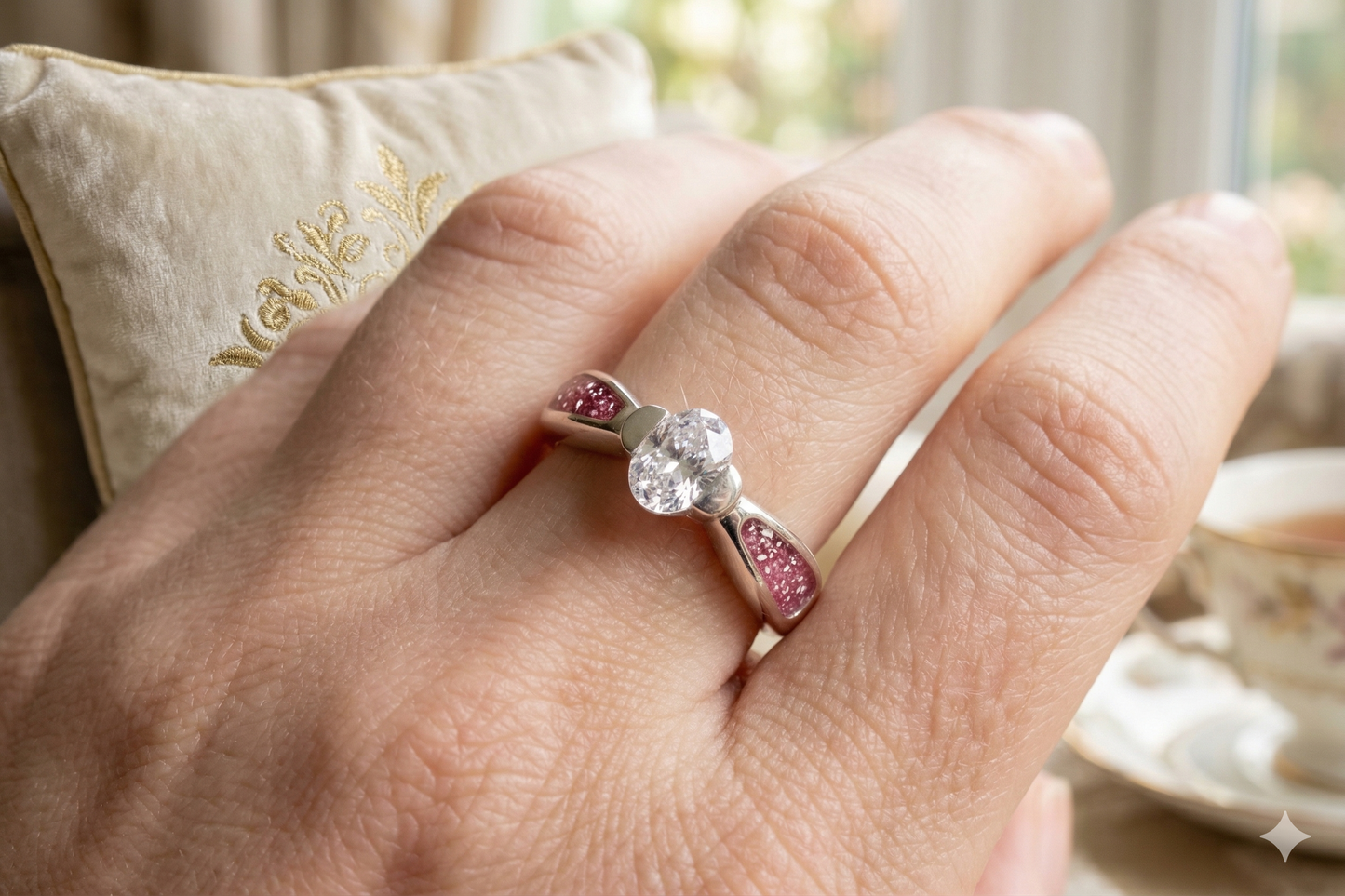 Silver side channel CZ Ring