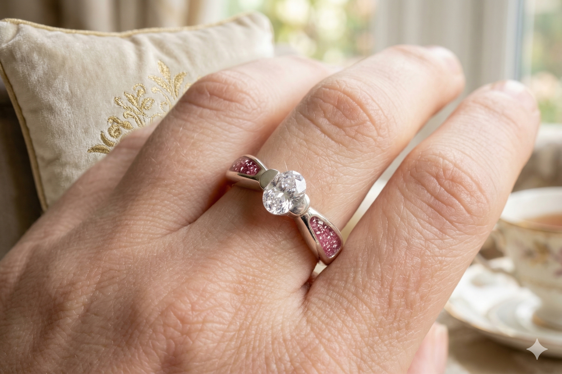 Silver side channel CZ Ring