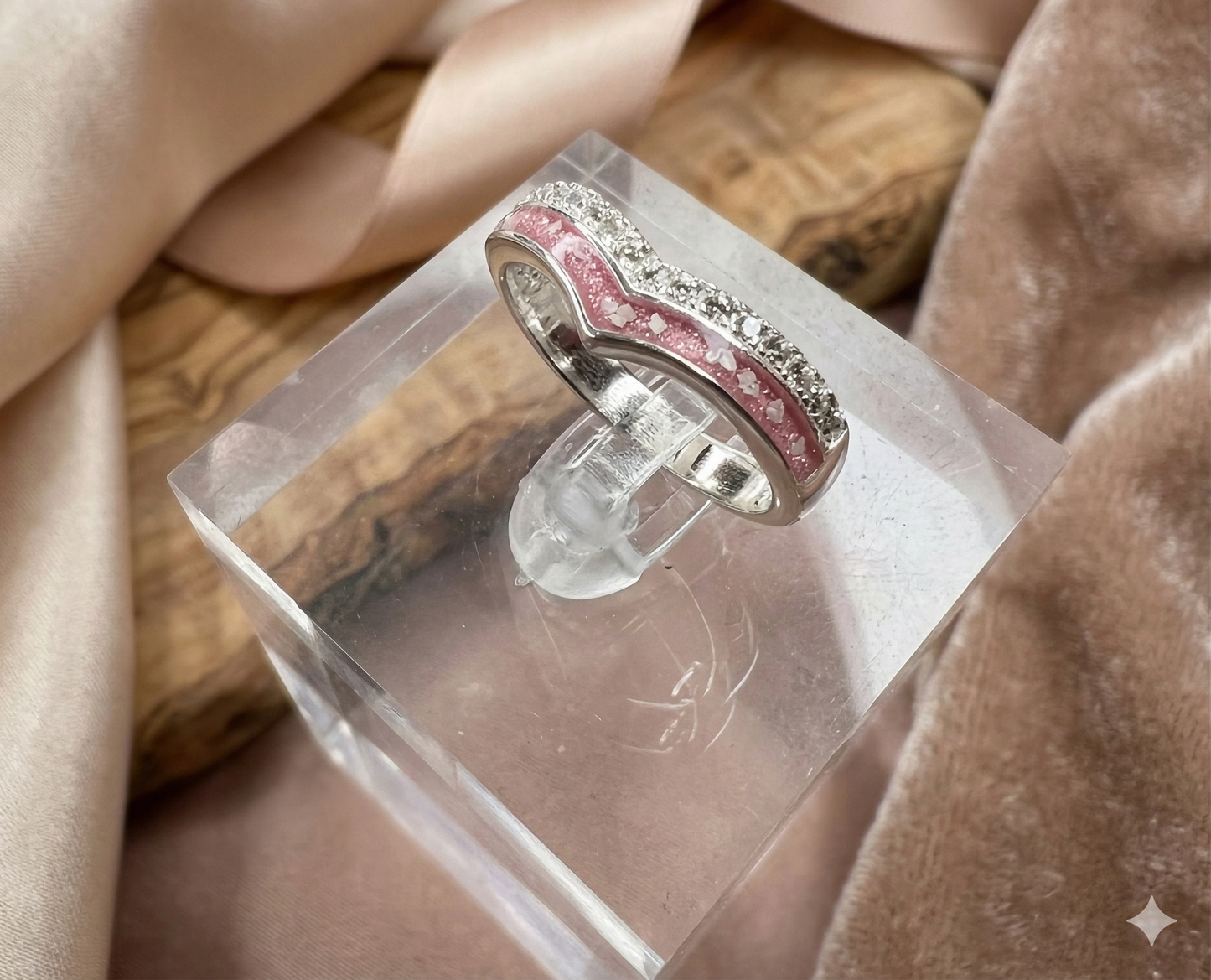 Solid Silver wishbone CZ Ring