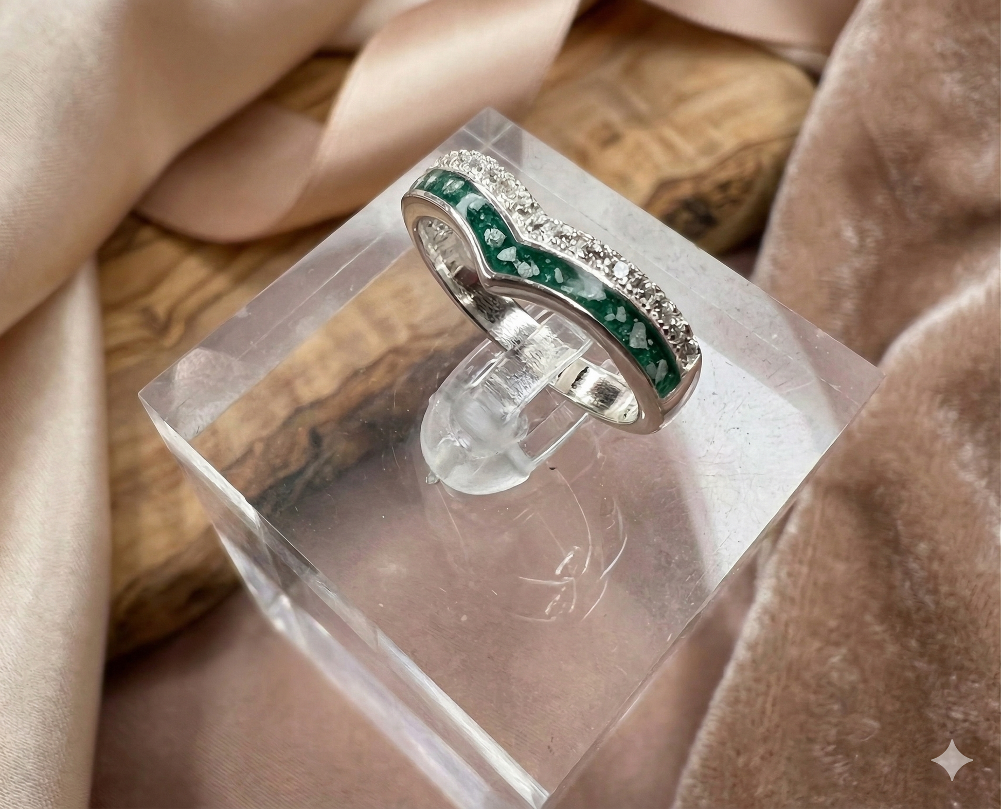 Solid Silver wishbone CZ Ring
