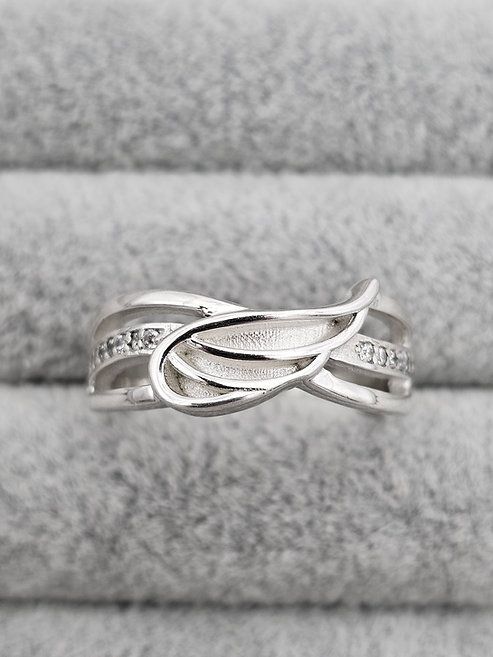 Angel wing CZ silver Ring