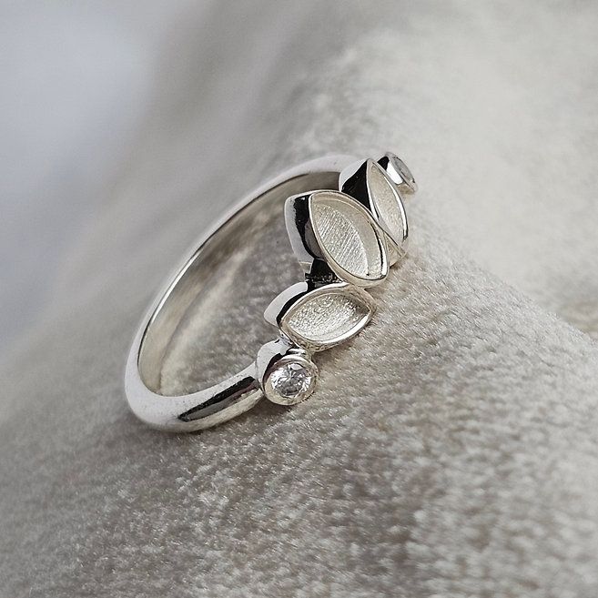 Silver trilogy marquise CZ ring