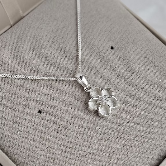 Forget Me Not CZ Silver Pendant