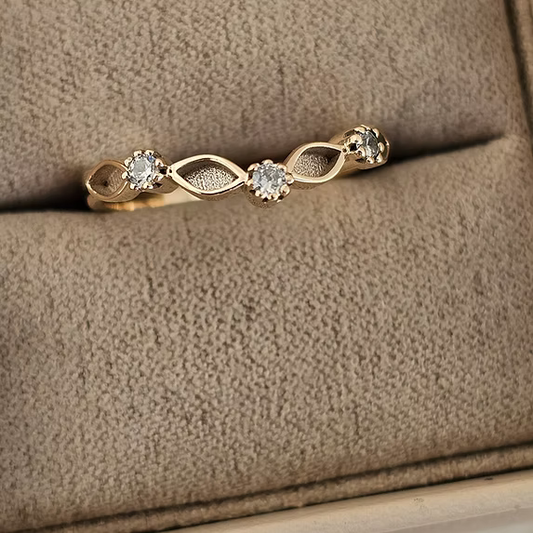 9K Gold Half Wishbone Marquise CZ Ring