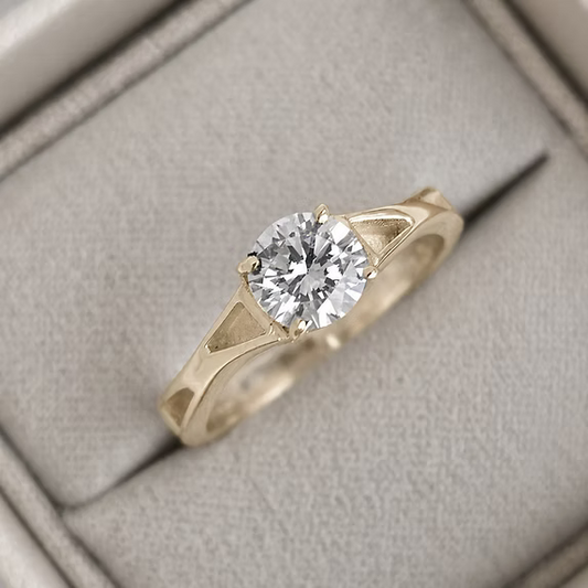 9K Gold Twisted Solitaire Ring