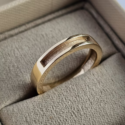 9K Gold Square Front Face Channel Band Ring