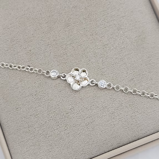 Forget-Me-Not CZ Silver Bracelet