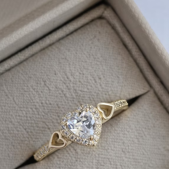 Heart cluster 925 CZ ring