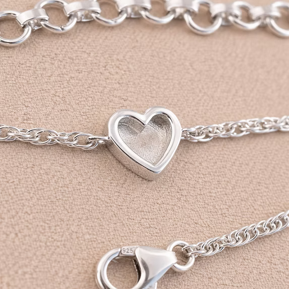 Twisted Bubble Heart Adjustable Curb Chain Bracelet 925 Silver