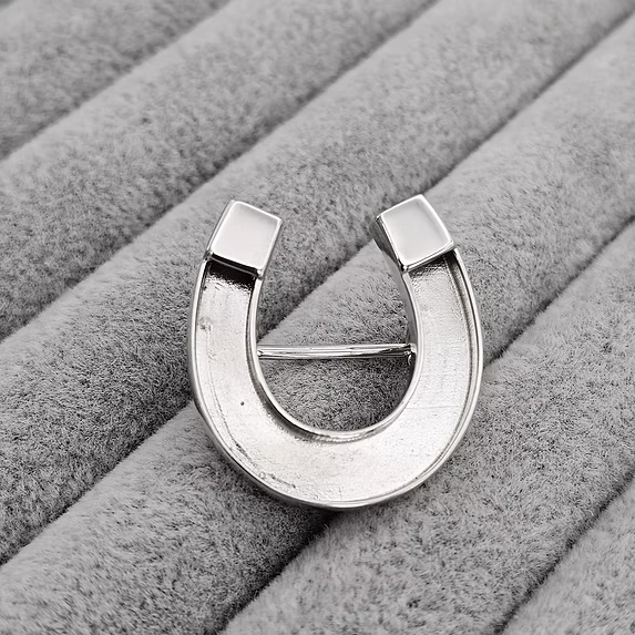 Horse Shoe 925 Silver Stock Pin Brooch