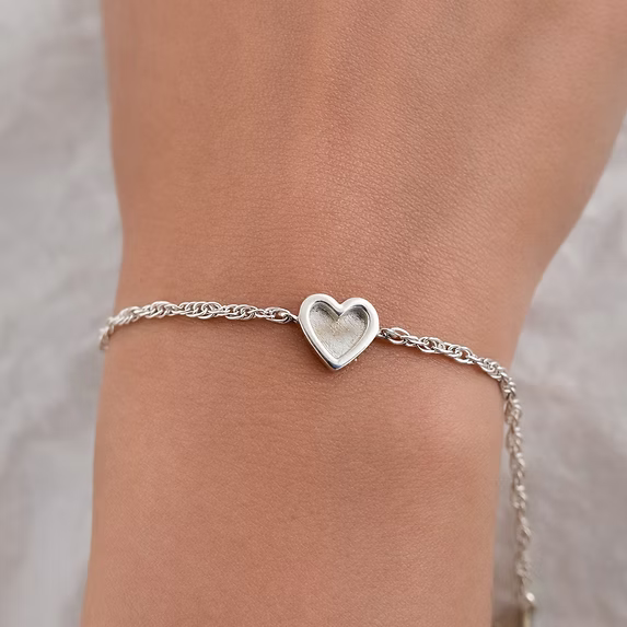 Twisted Bubble Heart Adjustable Curb Chain Bracelet 925 Silver