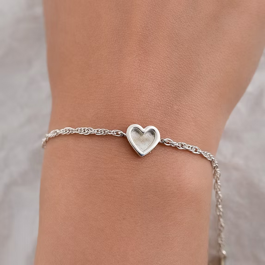 Twisted Bubble Heart Adjustable Curb Chain Bracelet 925 Silver