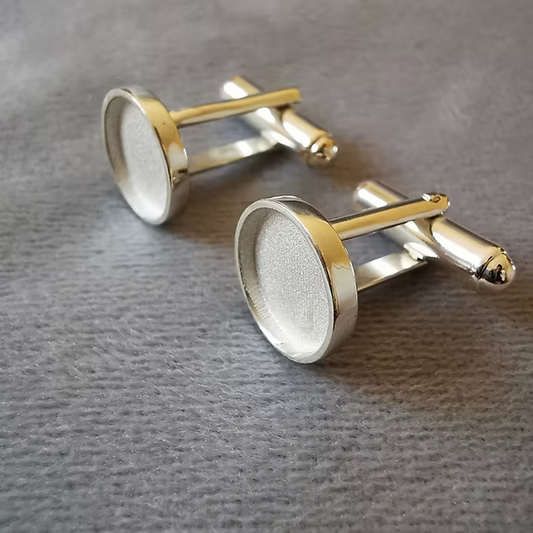 Men's Round Cufflinks 925 Silver