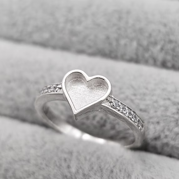 Multi Gem Heart CZ Silver Ring
