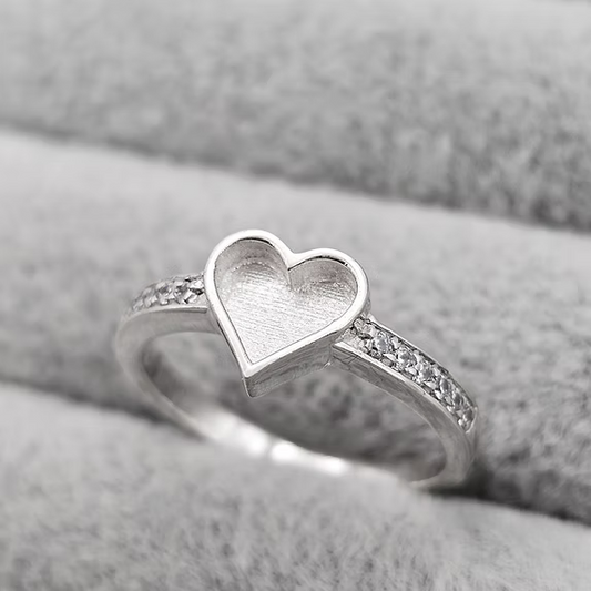 Multi Gem Heart CZ Silver Ring