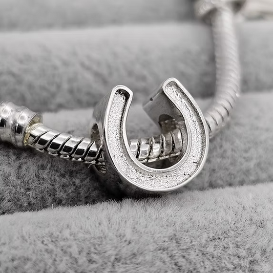 Horse Shoe Bead Silver Charm
