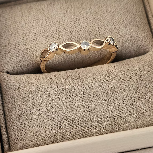 9K Gold Half Wishbone Marquise CZ Ring