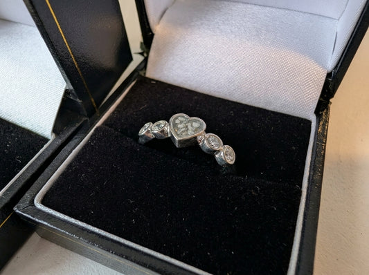 Heart & Sparkle silver CZ Ring