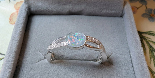 Silver entwined band CZ Ring