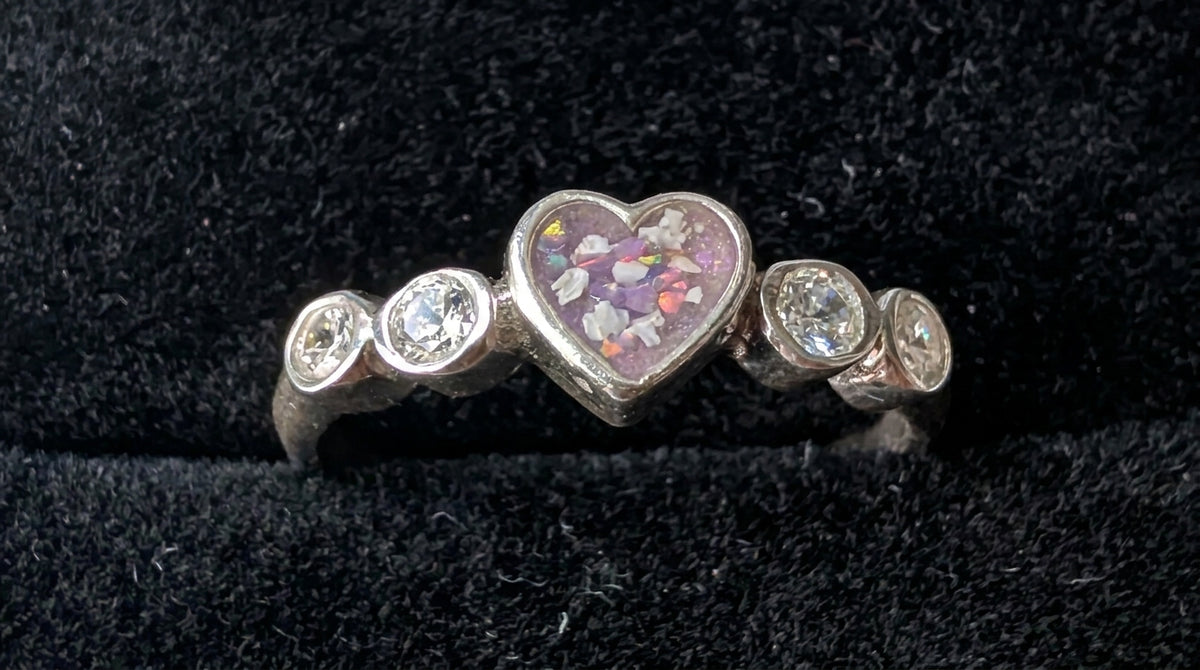 Heart & Sparkle silver CZ Ring