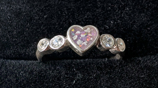 Heart & Sparkle silver CZ Ring