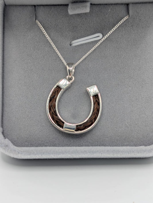 Silver Horsehair horseshoe Pendant