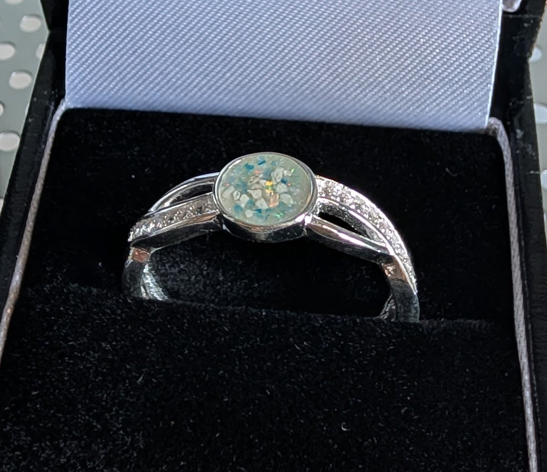 Silver entwined band CZ Ring