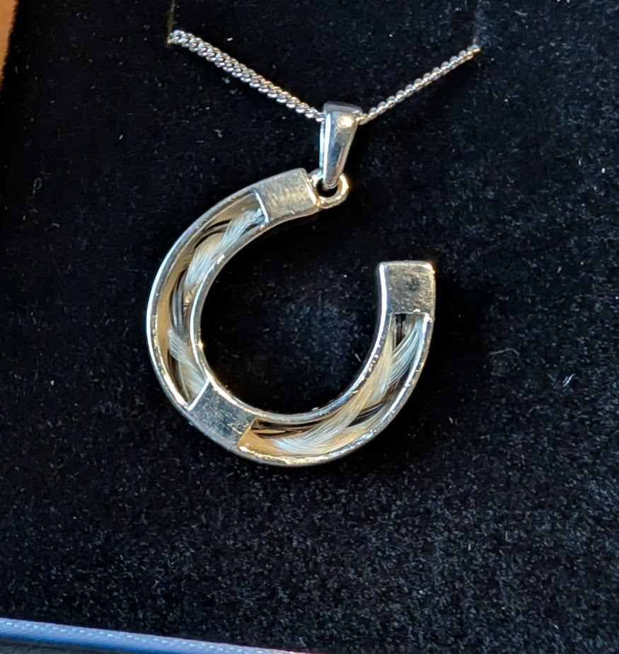Silver Horsehair horseshoe Pendant