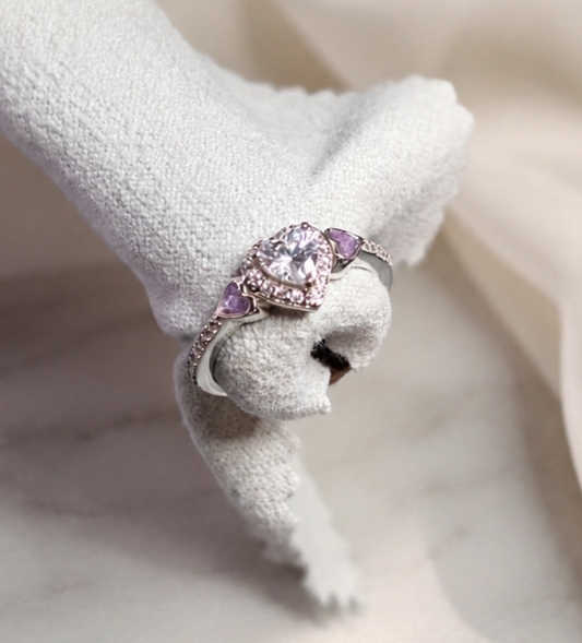 Heart cluster 925 CZ ring