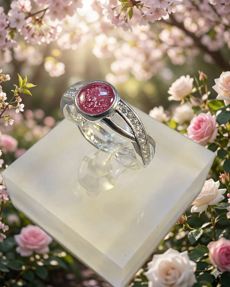Silver entwined band CZ Ring