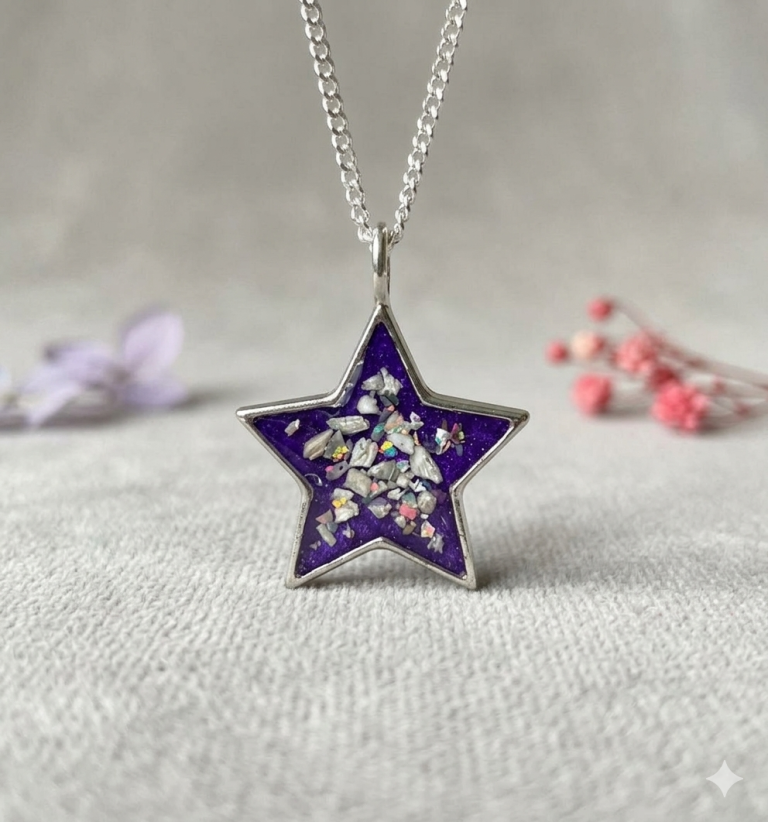 Silver Star Memorial Pendant